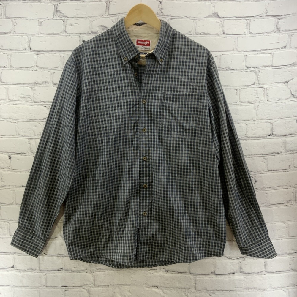 Wrangler Button Down Shirt‎ Mens Sz M Plaid Wrinkle Resist Western
